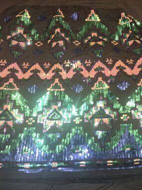 City Chic Black Sequin Geometric Multicolor Skirt